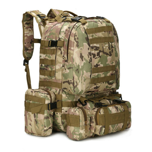 Military Tactical 60L Backpack with 3 MOLLE Detachable Bags