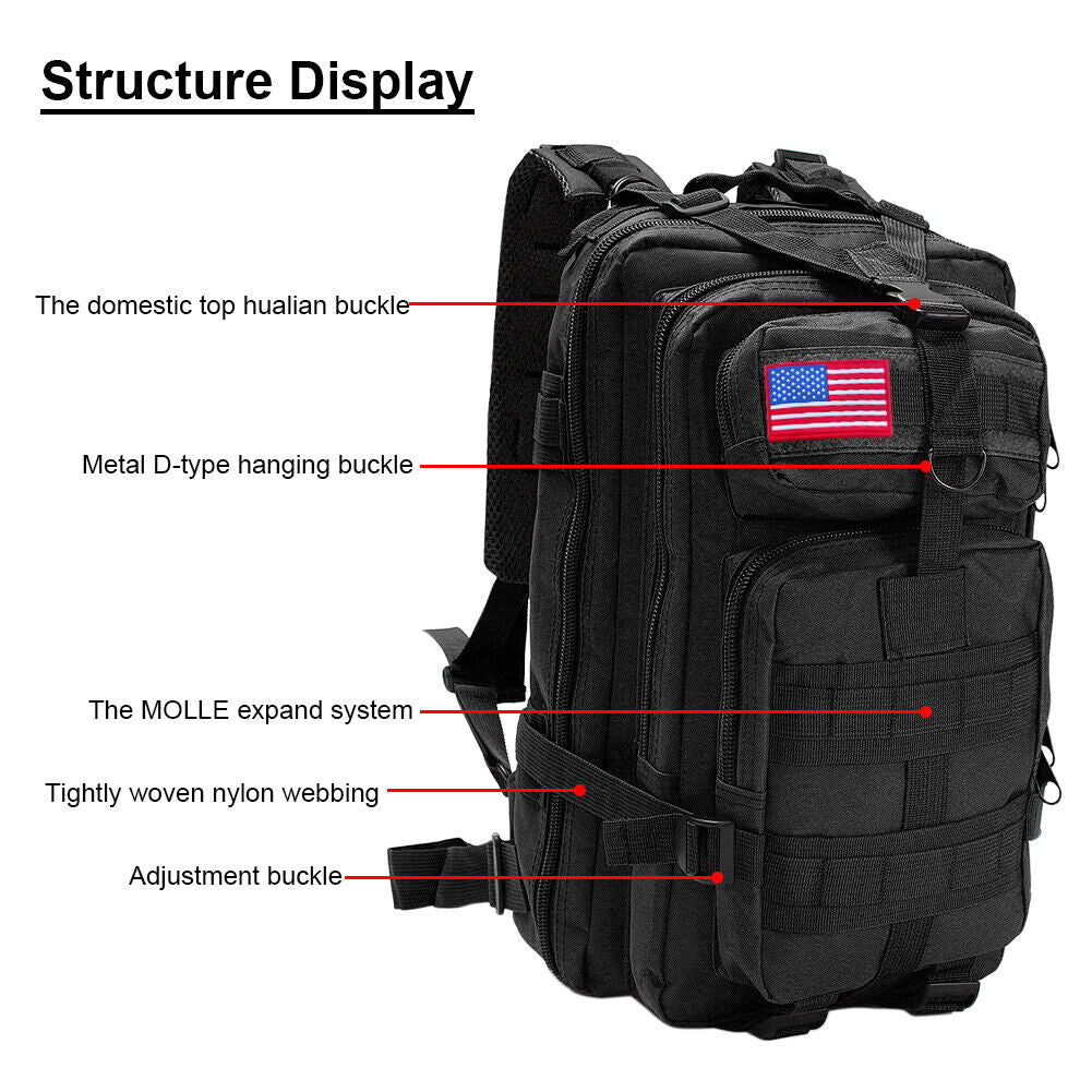 30L Tactical Waterproof Backpack – Outdoor Survival Rucksack