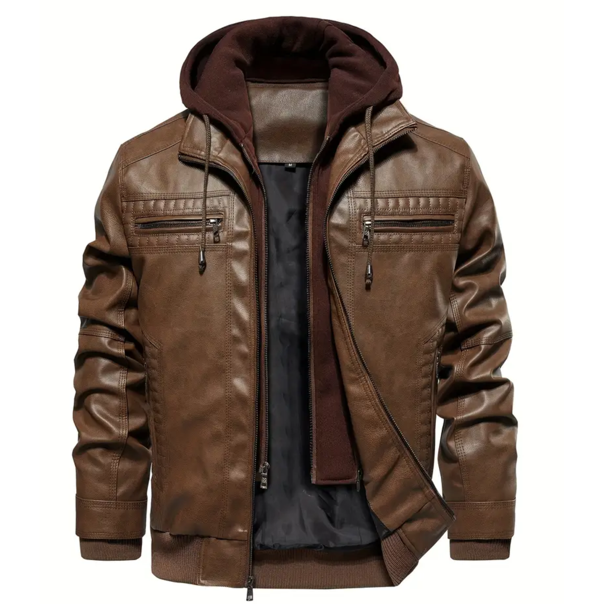 Falcon Hooded Leather Bomber