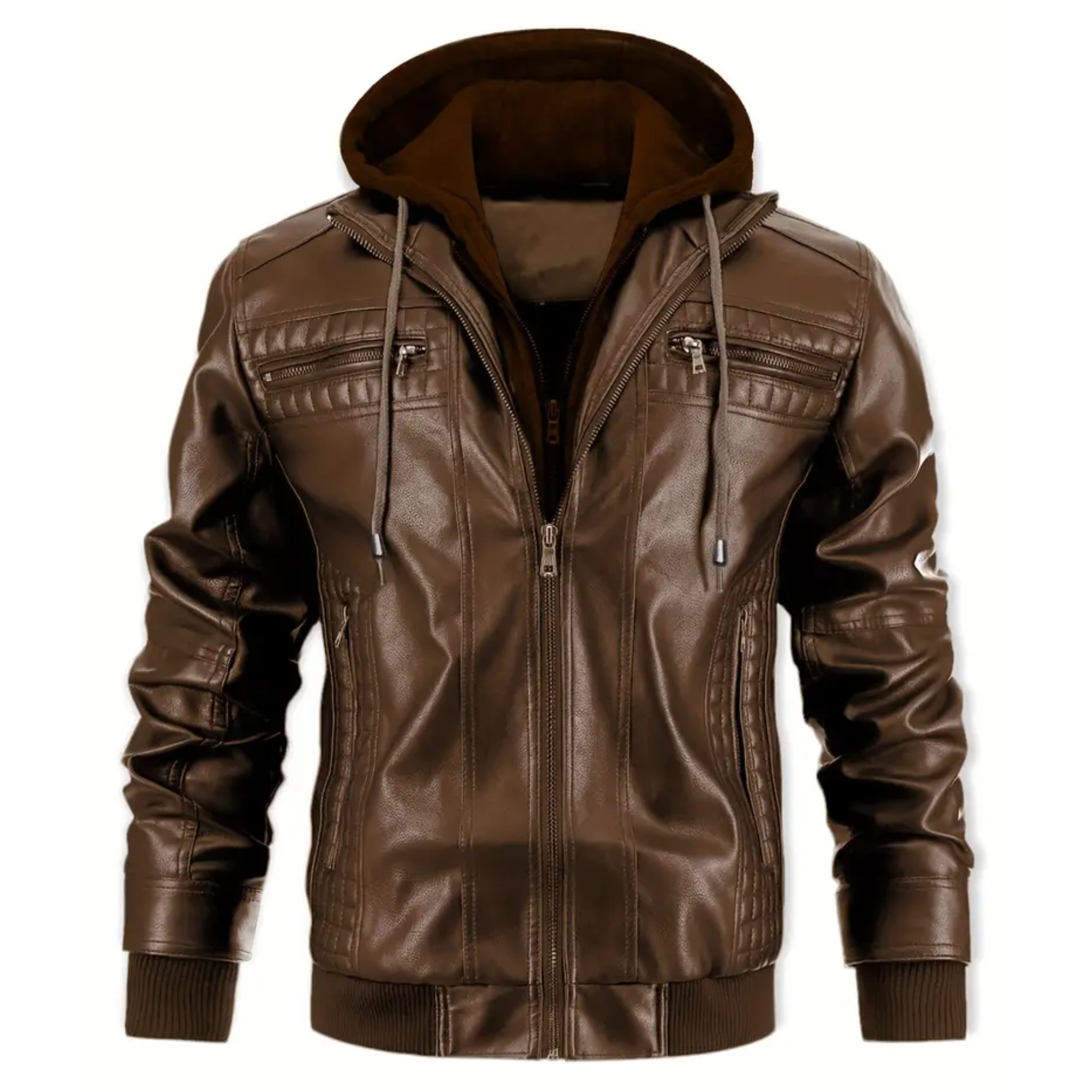 Falcon Hooded Leather Bomber
