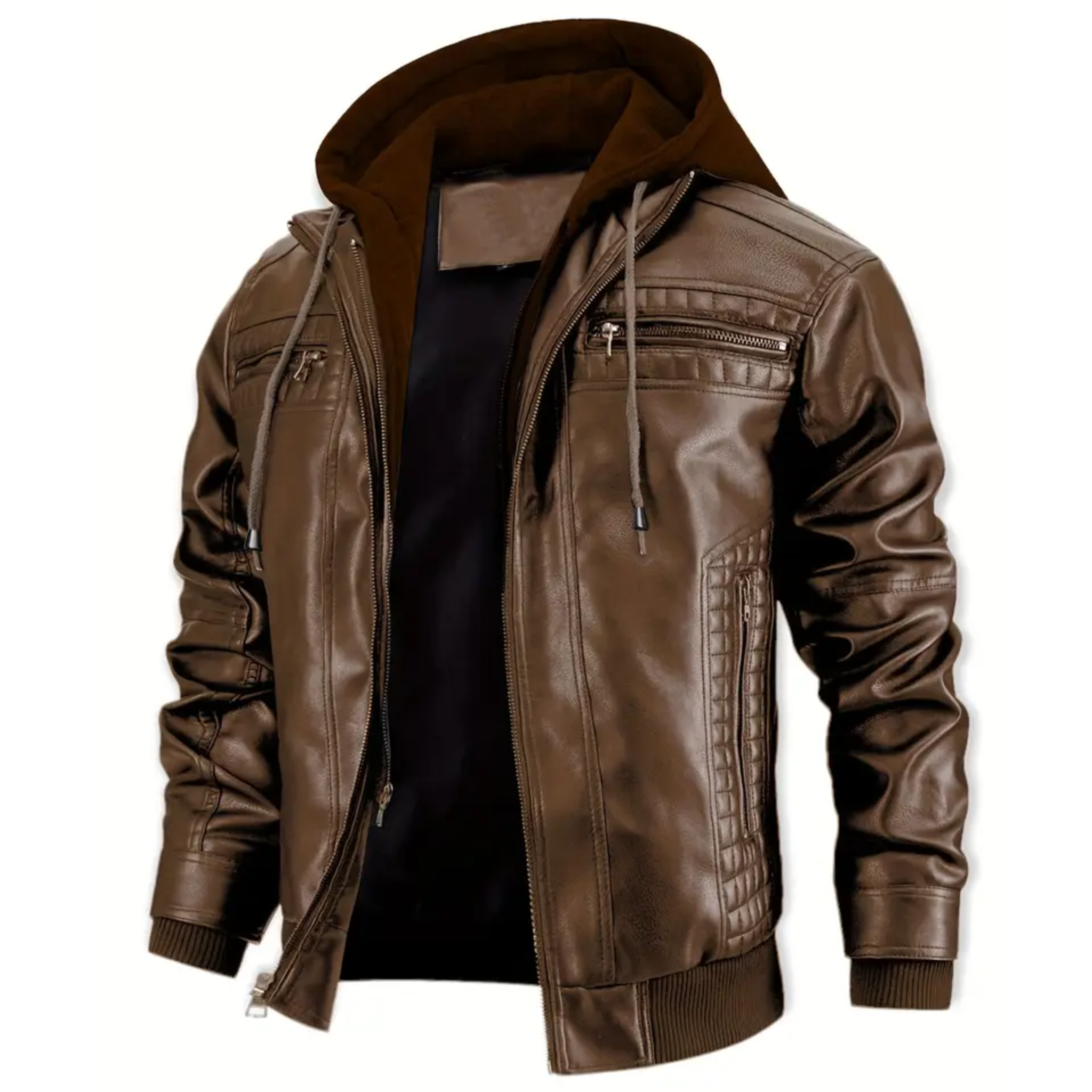 Falcon Hooded Leather Bomber