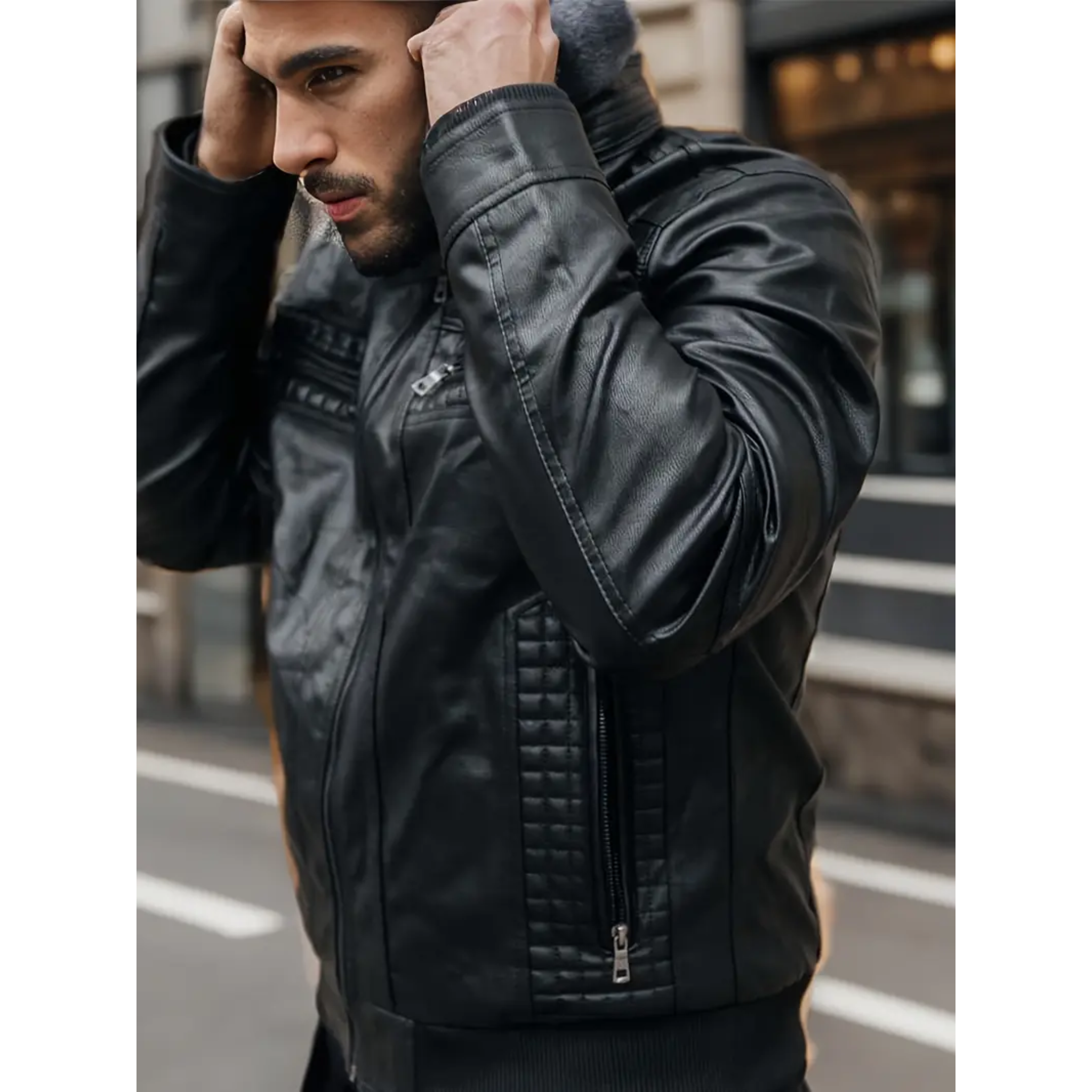 Falcon Hooded Leather Bomber