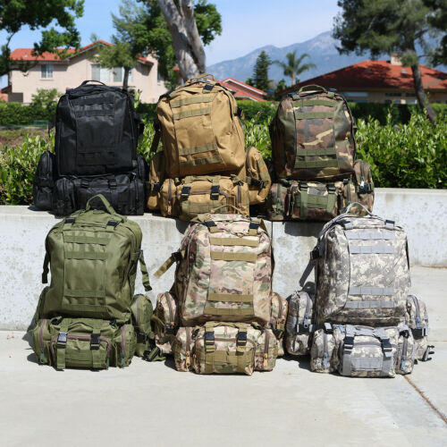 Military Tactical 60L Backpack with 3 MOLLE Detachable Bags