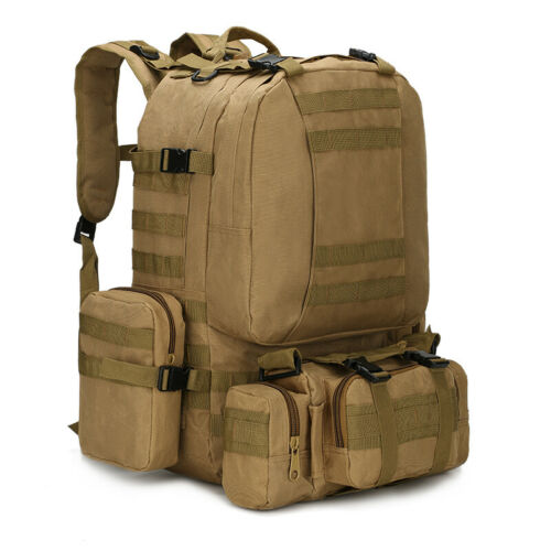 Military Tactical 60L Backpack with 3 MOLLE Detachable Bags
