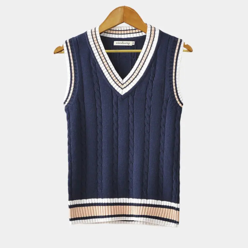 Contrast Trim Knit Sweater Vest