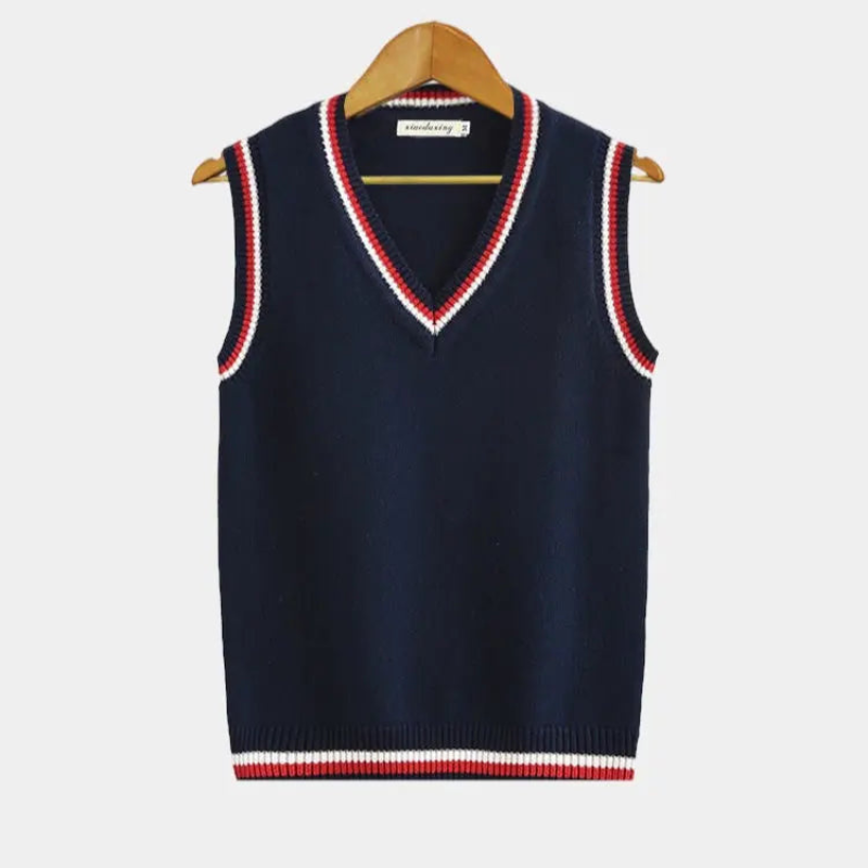 Contrast Trim Knit Sweater Vest