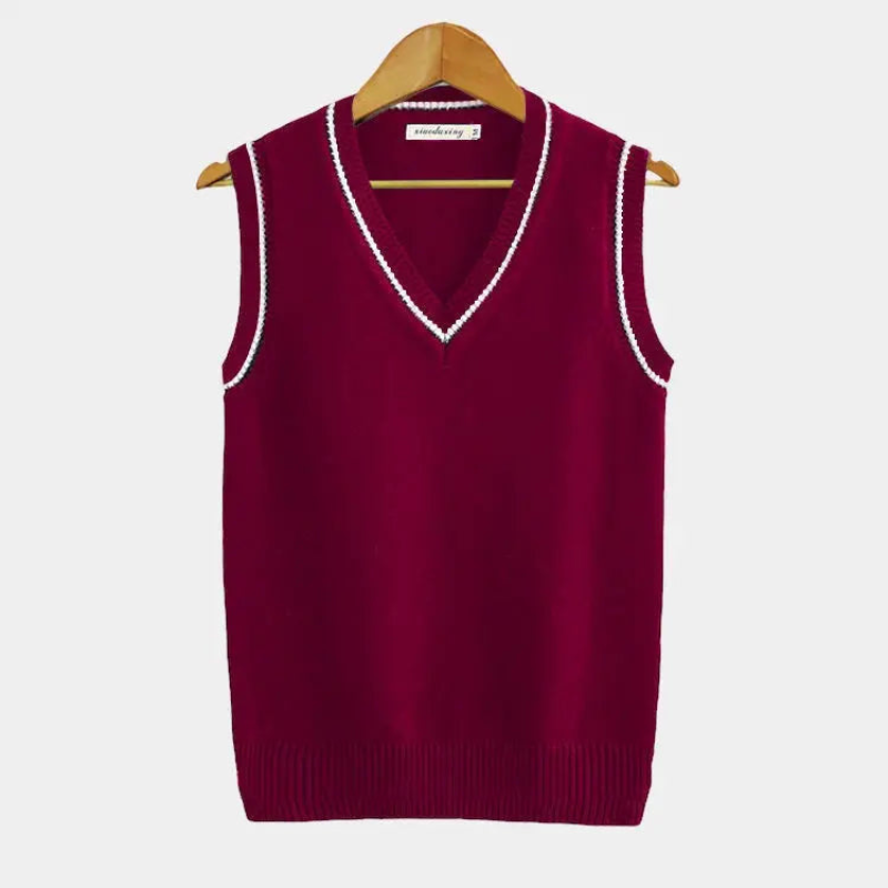Contrast Trim Knit Sweater Vest