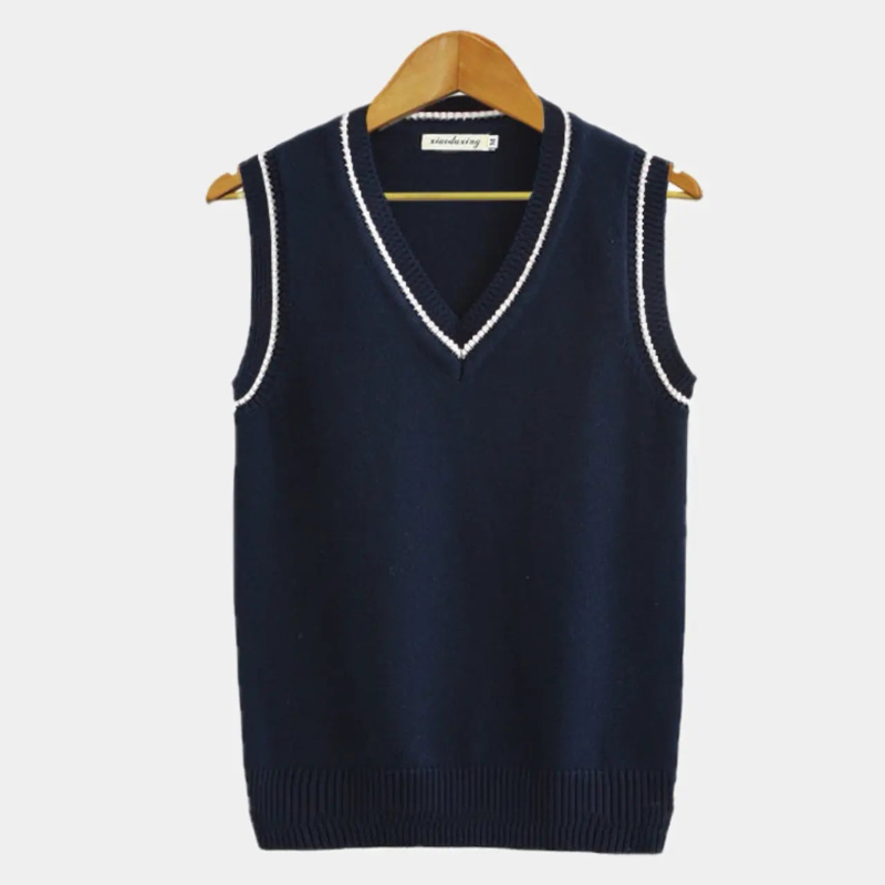 Contrast Trim Knit Sweater Vest