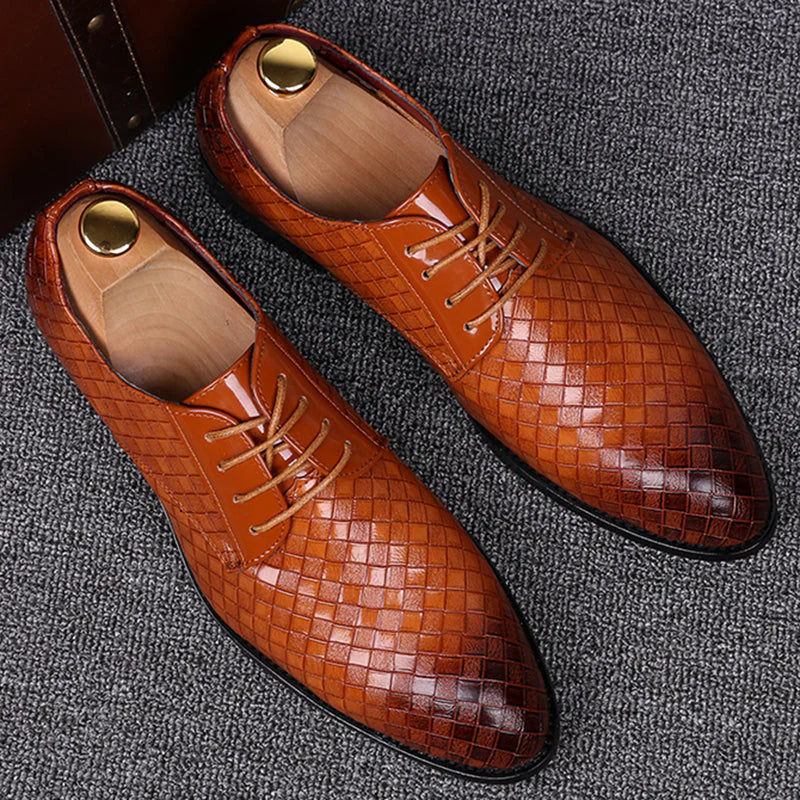 Embossed Lace-Up Dress Shoes