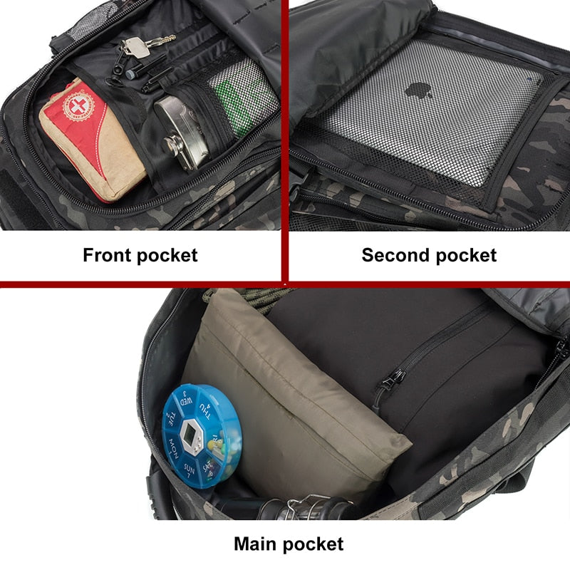 60L Military Tactical Backpack – Expandable Outdoor Rucksack with MOLLE System