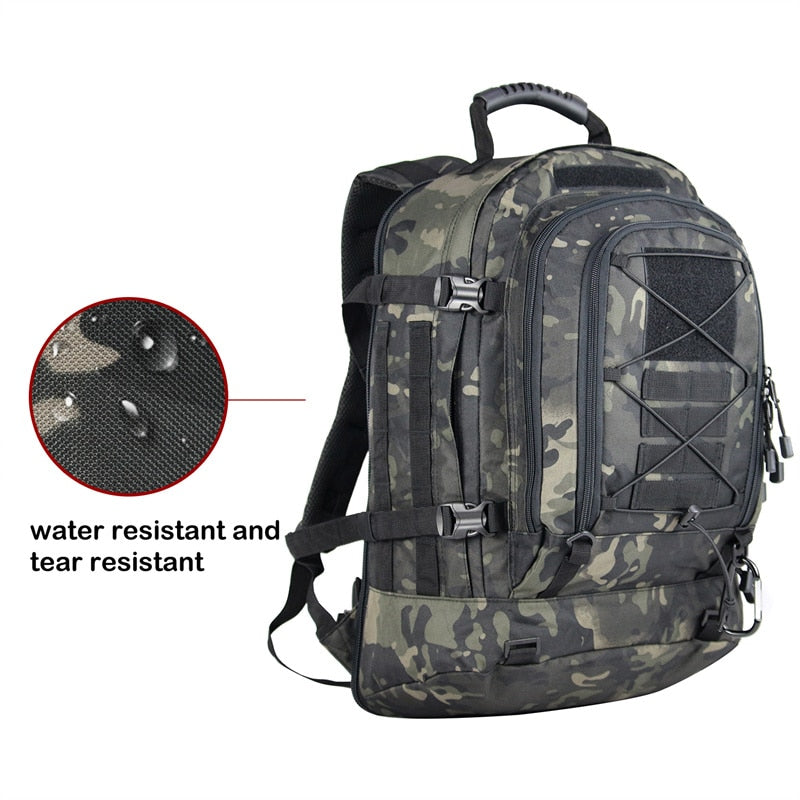 60L Military Tactical Backpack – Expandable Outdoor Rucksack with MOLLE System