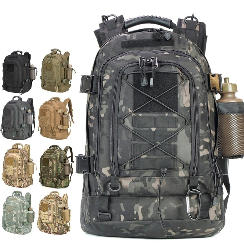 60L Military Tactical Backpack – Expandable Outdoor Rucksack with MOLLE System