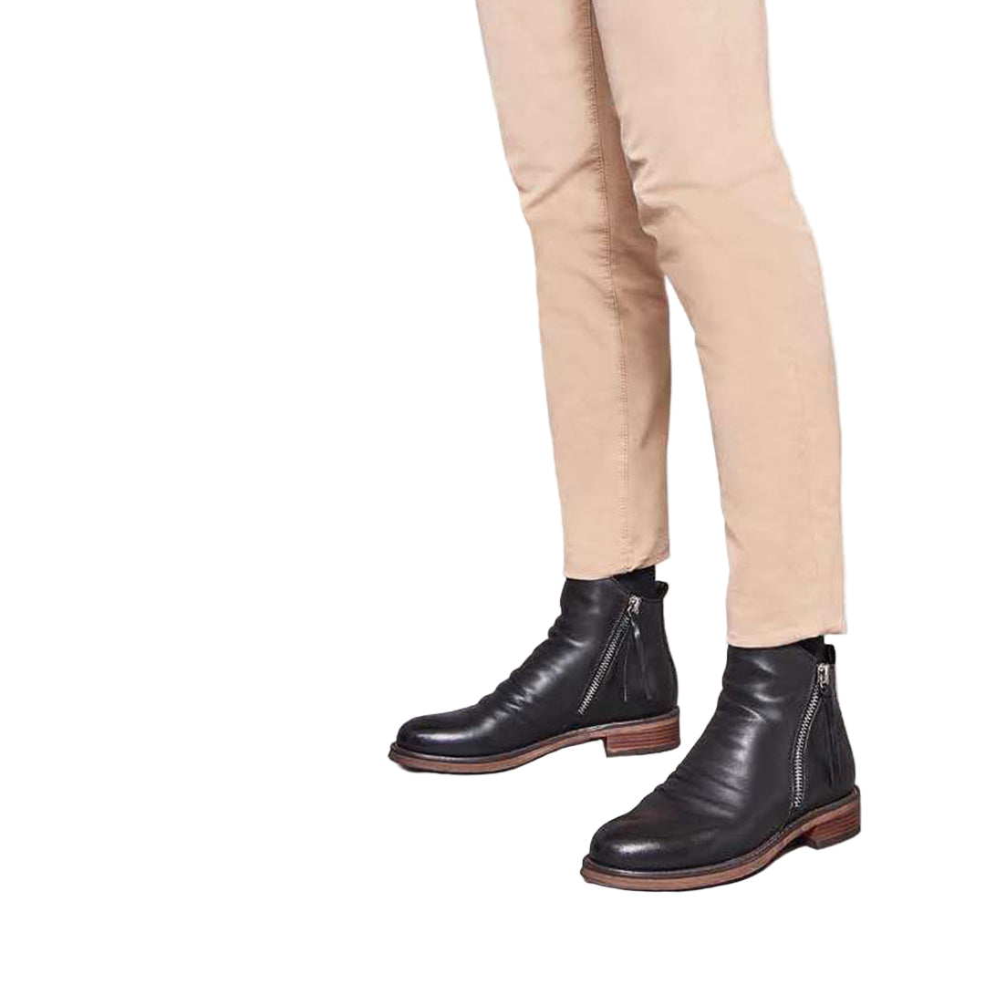 Polished Side-Zip Leather Ankle Boots